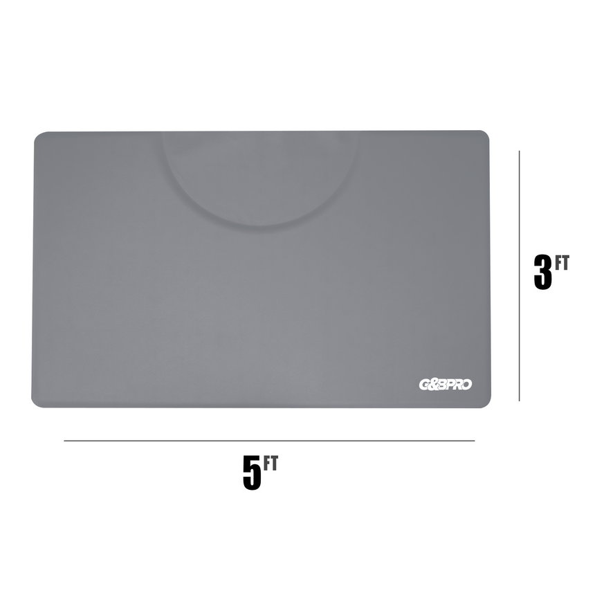 Gray mat with dimensions labeled on a white background