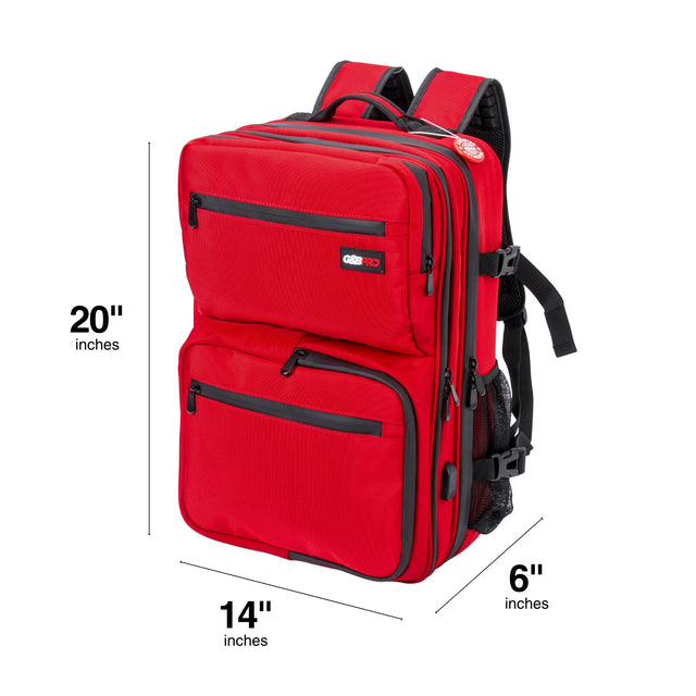 Full Size Mobile Workstation Backpack with Extending Tray System – Fire Red