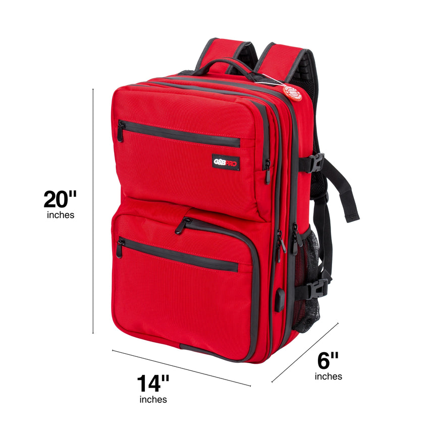 Full Size Mobile Workstation Backpack with Extending Tray System – Fire Red