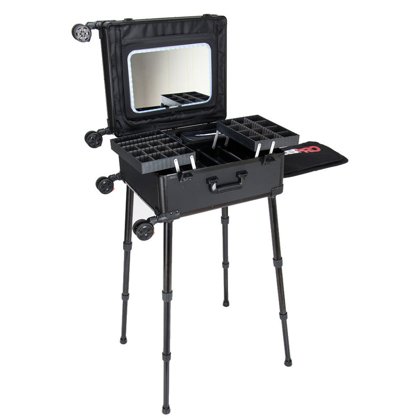 Roller Elite Mobile Workstation with LED Mirror & Extending Tray System