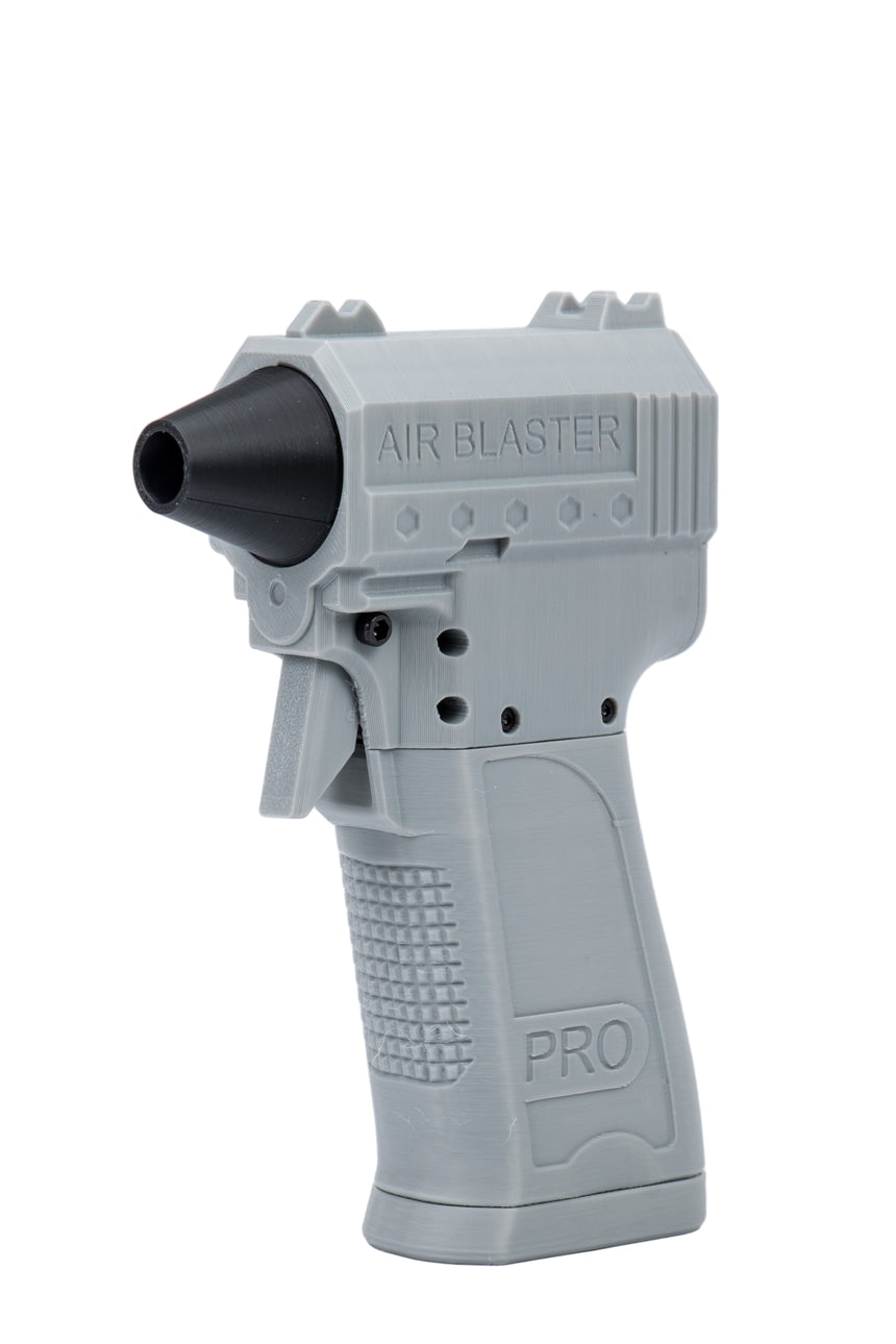 Gray air blaster with black nozzle on a white background