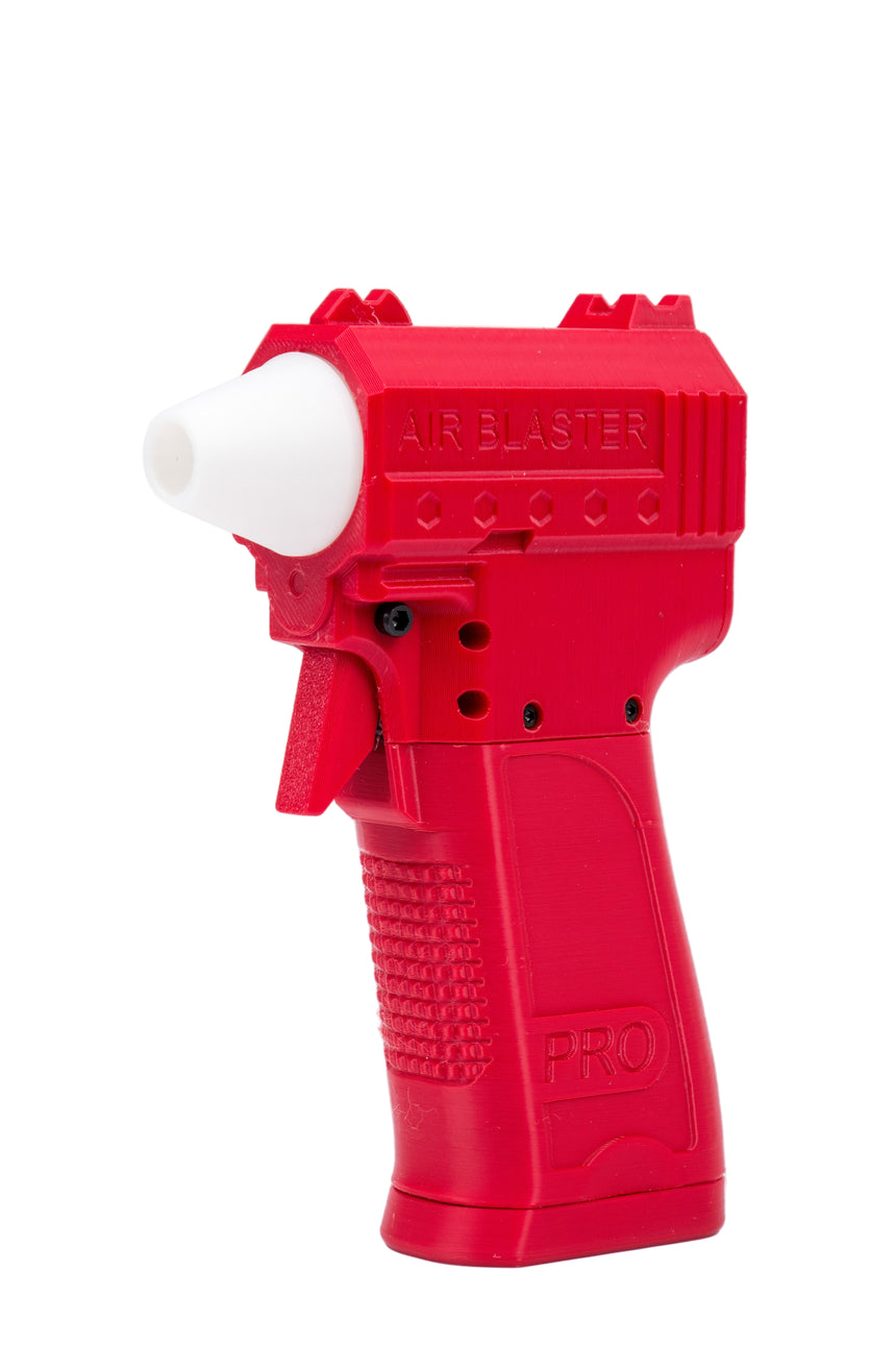 Red air blaster gun on a white background
