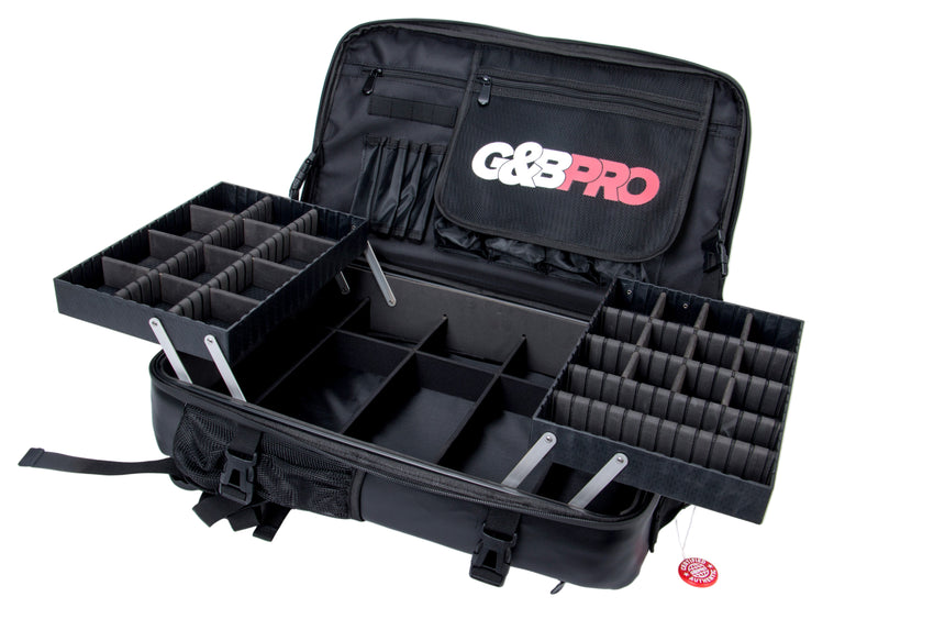 Black tool case with compartments and G&G Pro branding on a white background