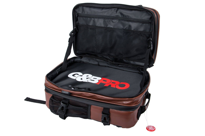 Open suitcase with 'Cano Pro' branding on a white background