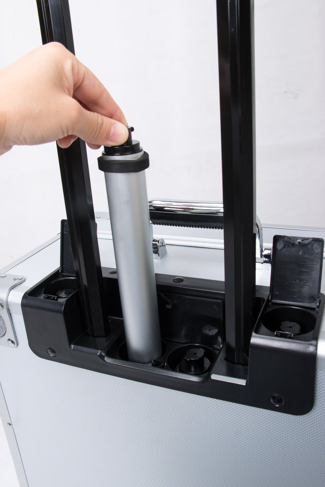 Roller Elite Mobile Workstation with LED Mirror & Extending Tray System – Silver