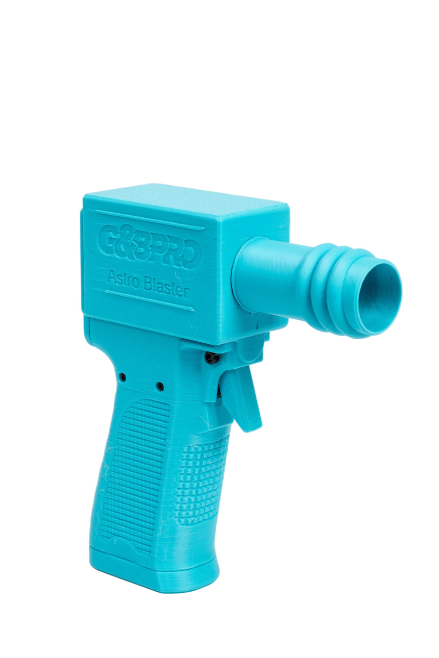 Turquoise cleaning gun on a white background
