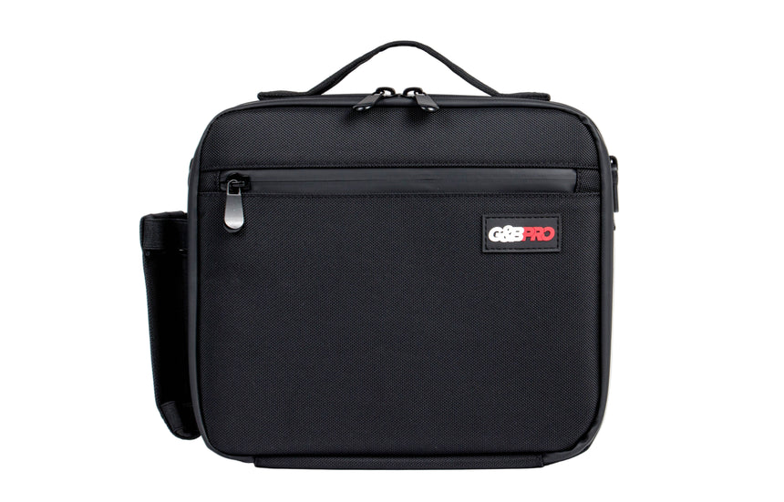 Black bag with a visible brand logo on a white background