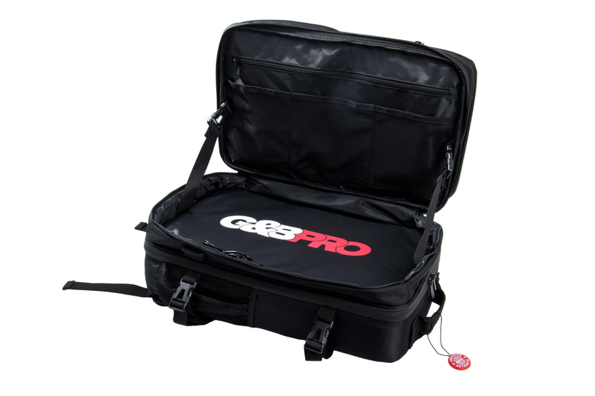 Black travel bag with 'Gogopro' branding on a white background
