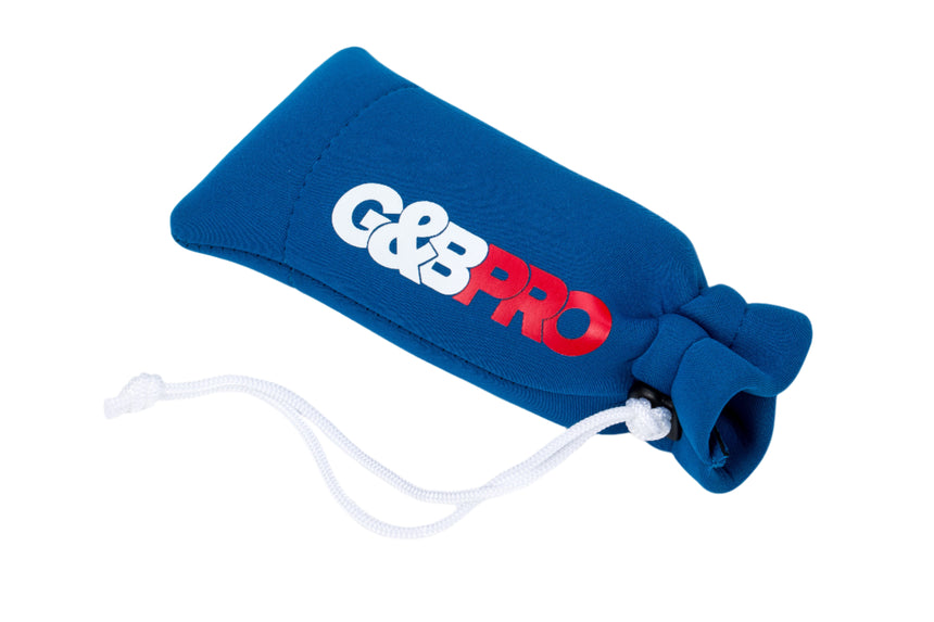 Blue neck pillow with 'GEEBPRO' logo on a white background
