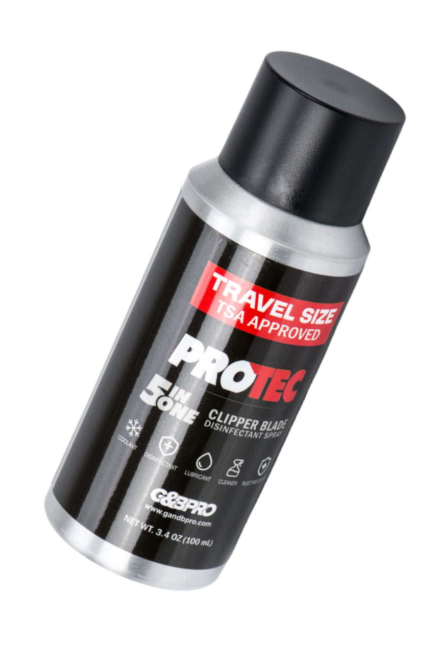 Black cylindrical container with silver accents and branding on a white background