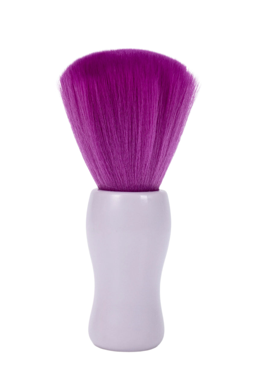 White brush with purple bristles on a white background