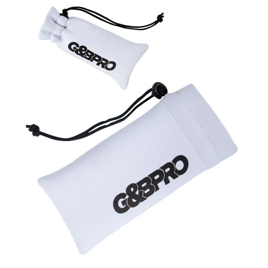 Two white drawstring bags with 'G&Pro' logo on a white background