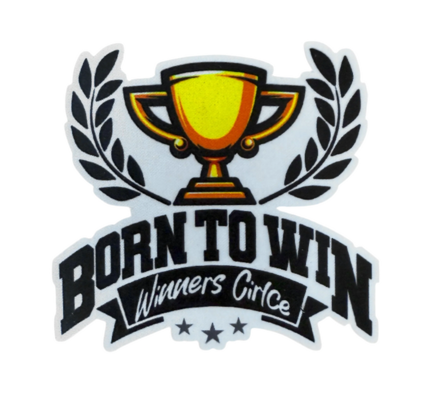 Logo with a trophy and 'Born to Win' text on a white background