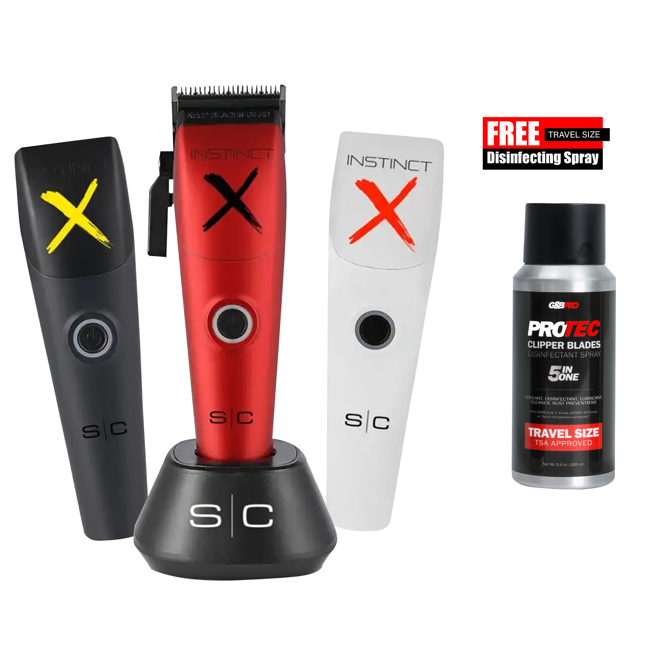 S|C Instinct X Metal Clipper + Clipper Spray Combo – G AND B PRO