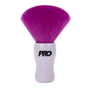 Makeup brush with pink bristles and white handle featuring 'PRO' branding on a white background