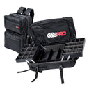 A black full-size backpack that converts into a mobile workstation with multiple compartments and a laptop sleeve, branded with 'G&B PRO'.