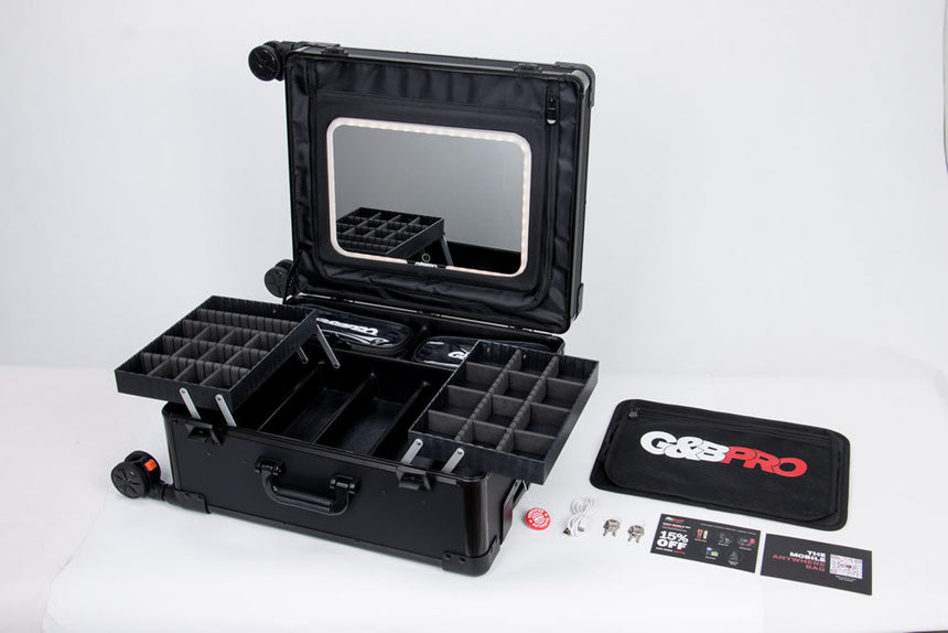 Roller Elite Mobile Workstation with LED Mirror & Extending Tray System