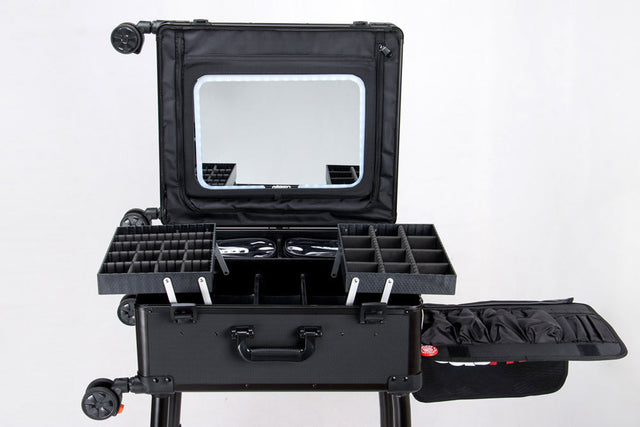 Roller Elite Mobile Workstation with LED Mirror & Extending Tray System