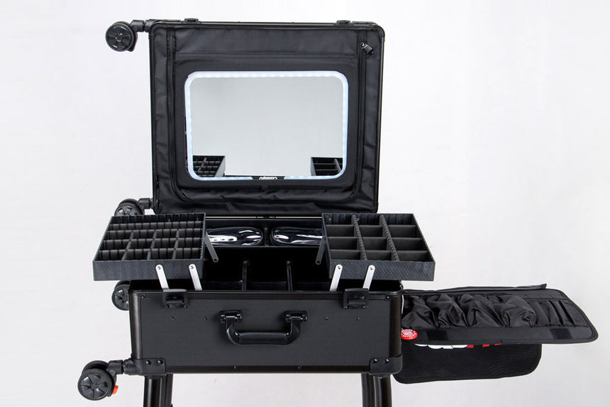 Roller Elite Mobile Workstation with LED Mirror & Extending Tray System