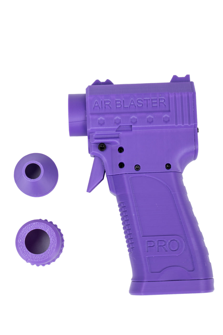 Purple Air Blaster Pro toy gun with two nozzles on a white background