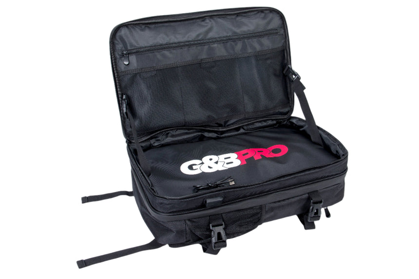 Black travel bag with G&G Pro logo on a white background