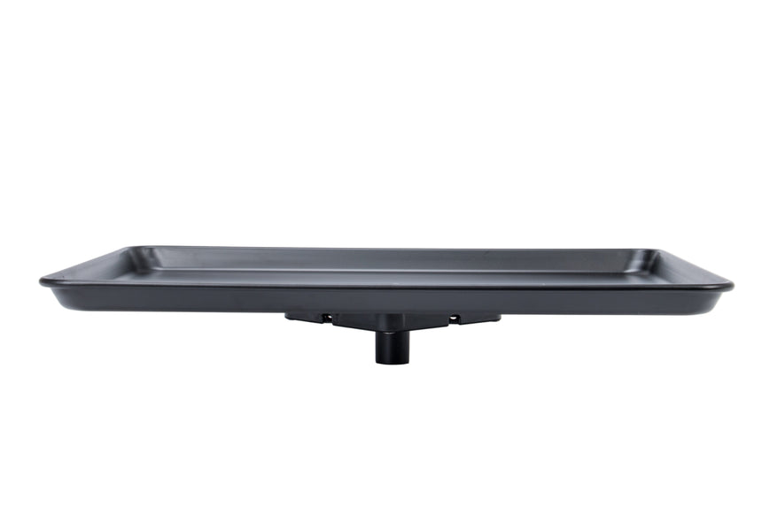 Black rectangular tray on a white background