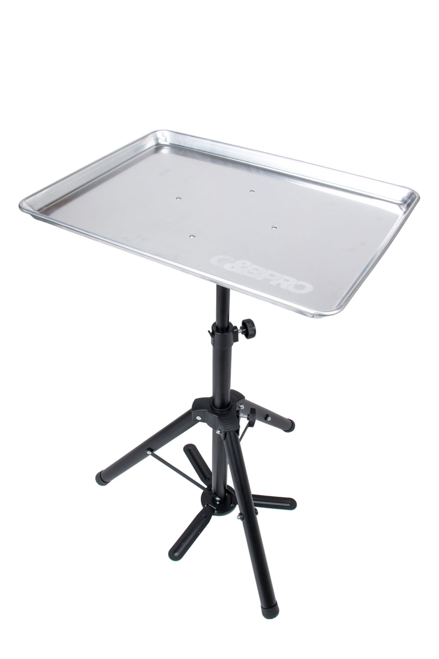 Tray on a stand against a white background