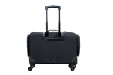 Black suitcase with wheels on a white background