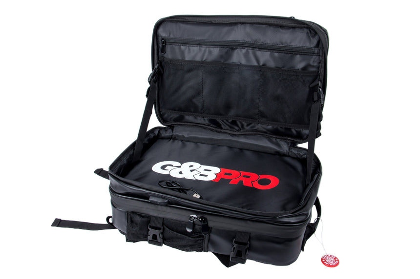 Black travel bag with 'COOS PRO' branding on a white background