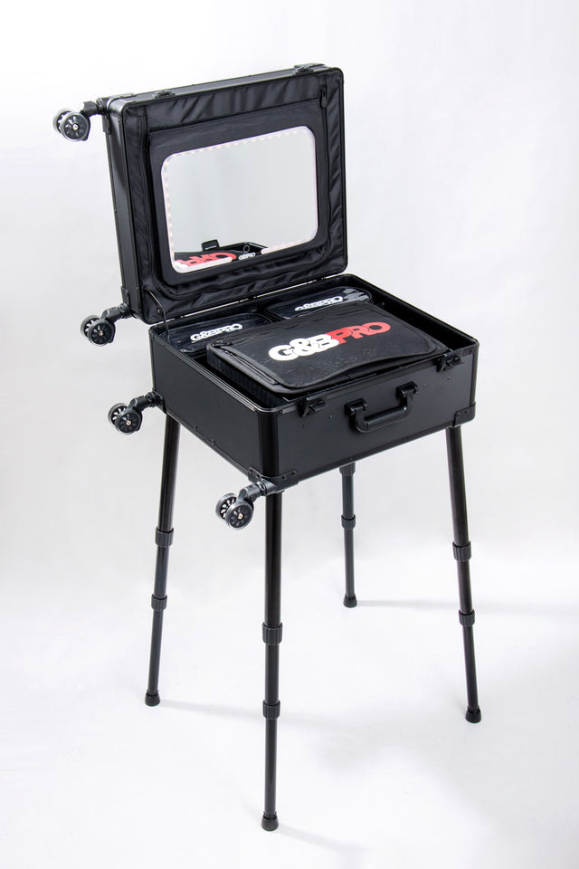 Roller Elite Mobile Workstation with LED Mirror & Extending Tray System - OG Black