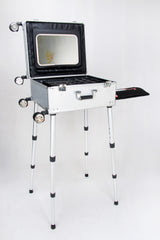 Roller Elite Mobile Workstation with LED Mirror & Extending Tray System – Silver