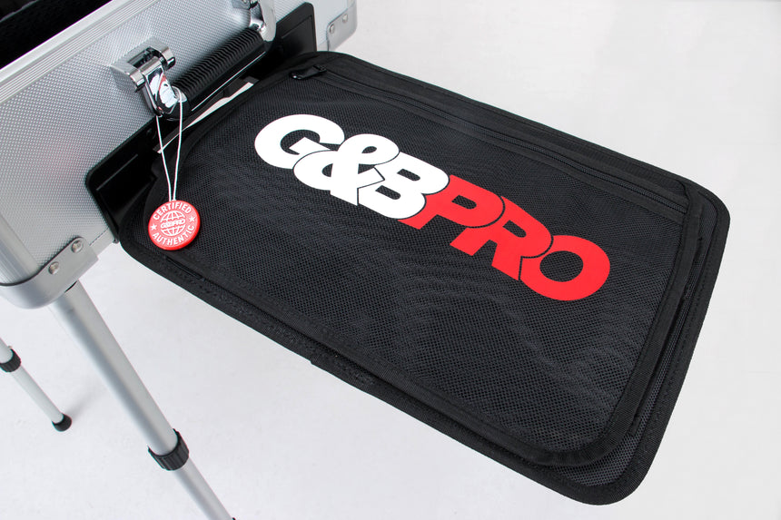 Black G&B Pro case with a red tag on a white background