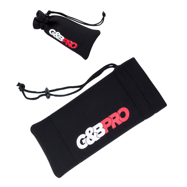Black drawstring pouch with G&B Pro logo on a white background