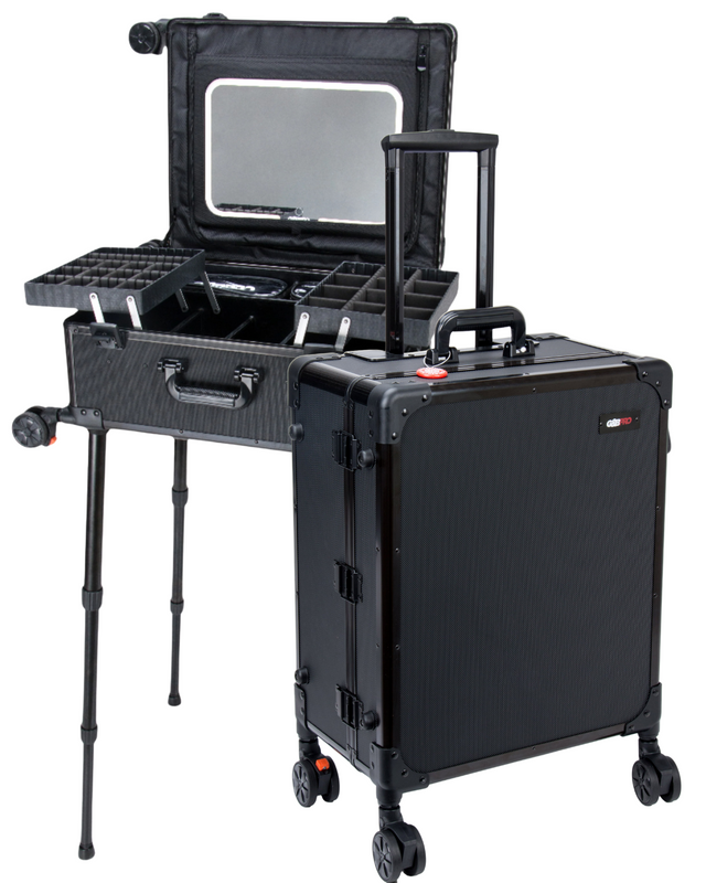 Roller Elite Mobile Workstation with LED Mirror & Extending Tray System – OG Black