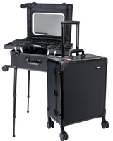 Roller Elite Mobile Workstation with LED Mirror & Extending Tray System - OG Black